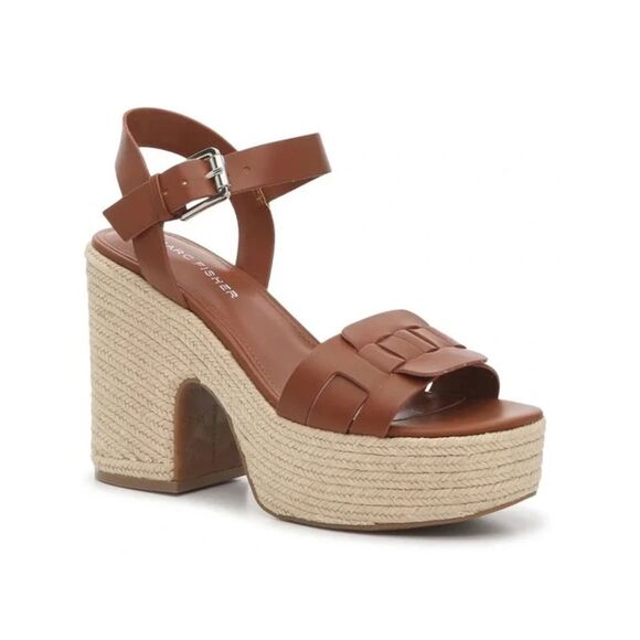 MARC FISHER Shoes - MARC FISHER Womens Brown 2" Platform Viga Toe Block Heel Espadrille Shoes 6 M